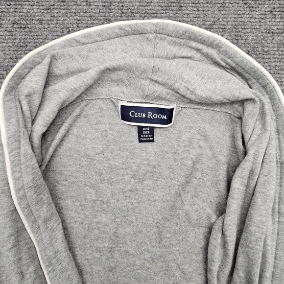 Club Room Mens Tipped Robe Knit Cotton Modal Lounge Sleepwear Grey One Size NEW - Picture 4 of 6